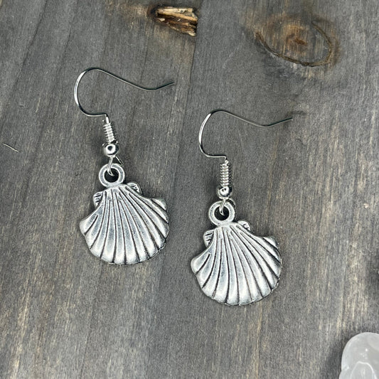 silver seashell dangles