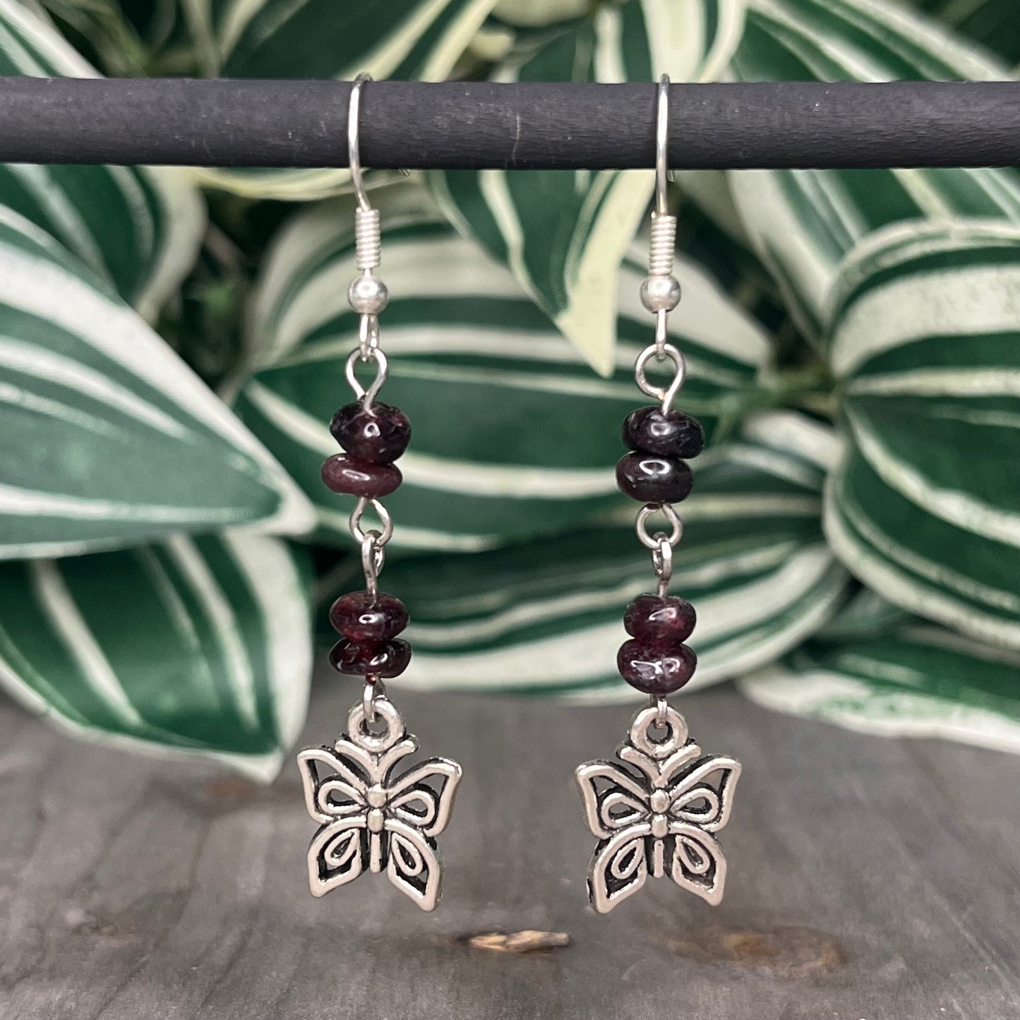 garnet butterfly dangles