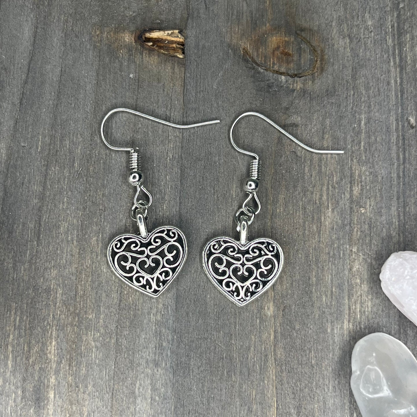 silver heart dangles