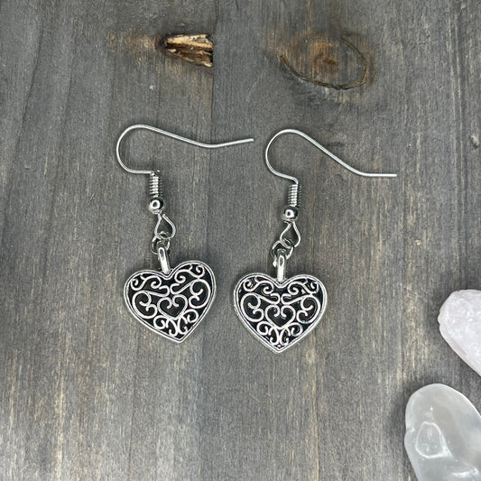 silver heart dangles