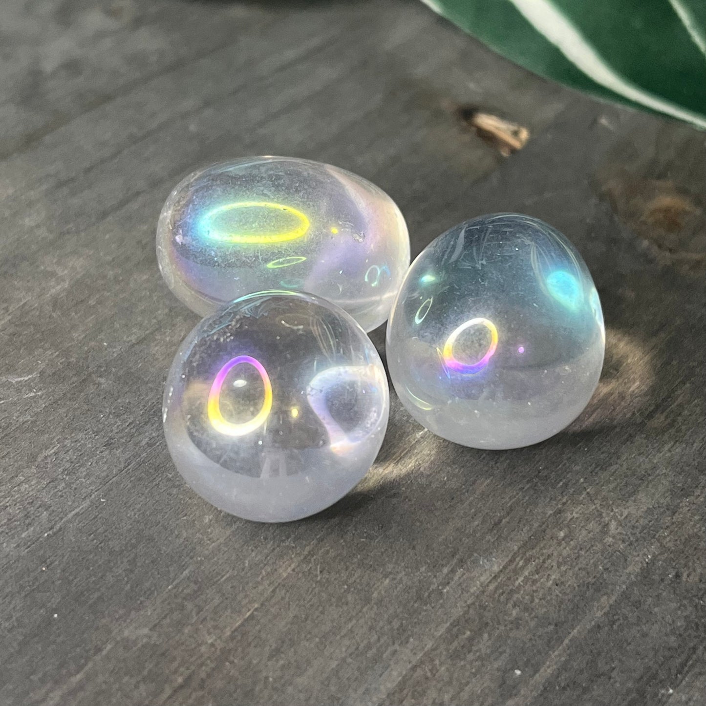 aura clear quartz tumble