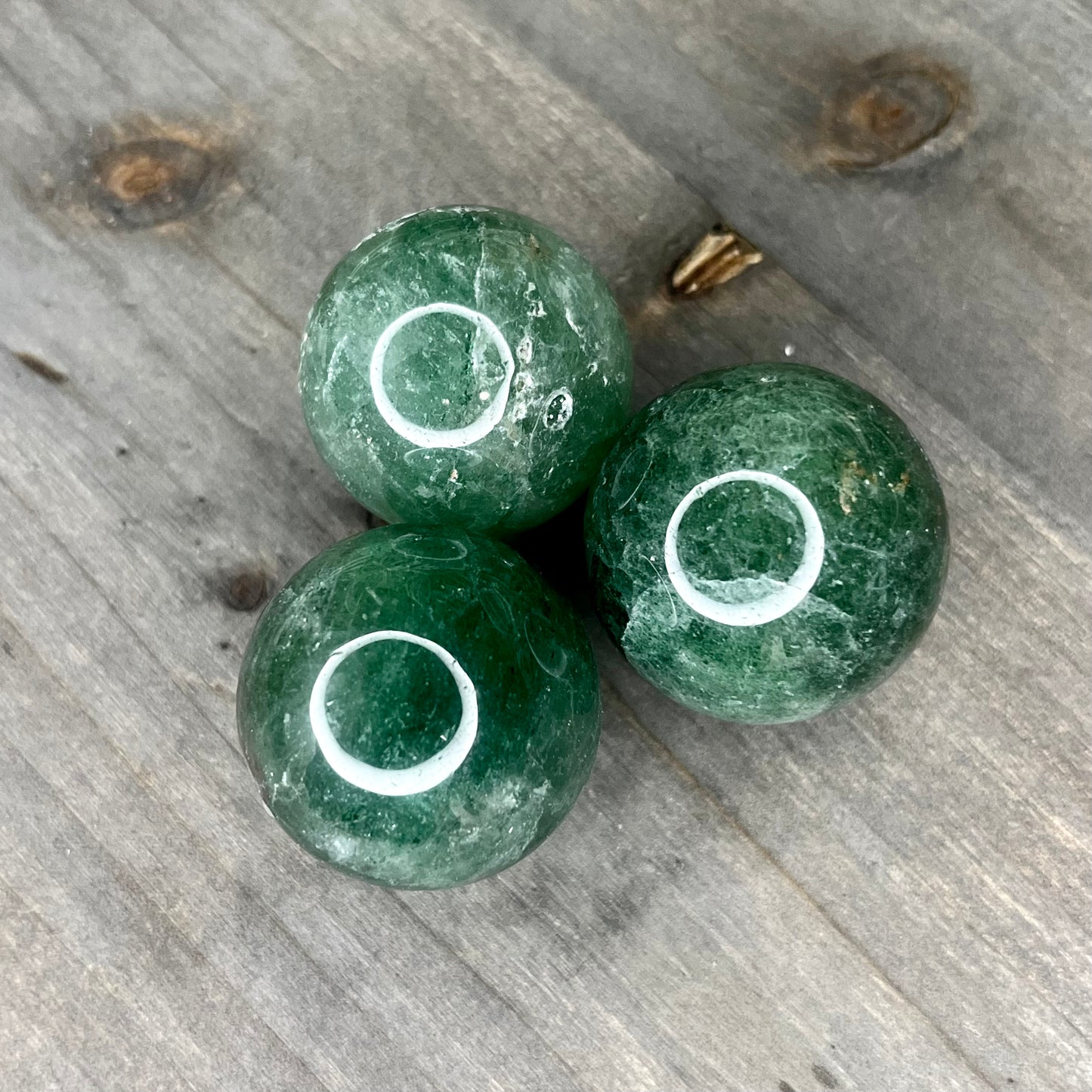 green strawberry quartz sphere