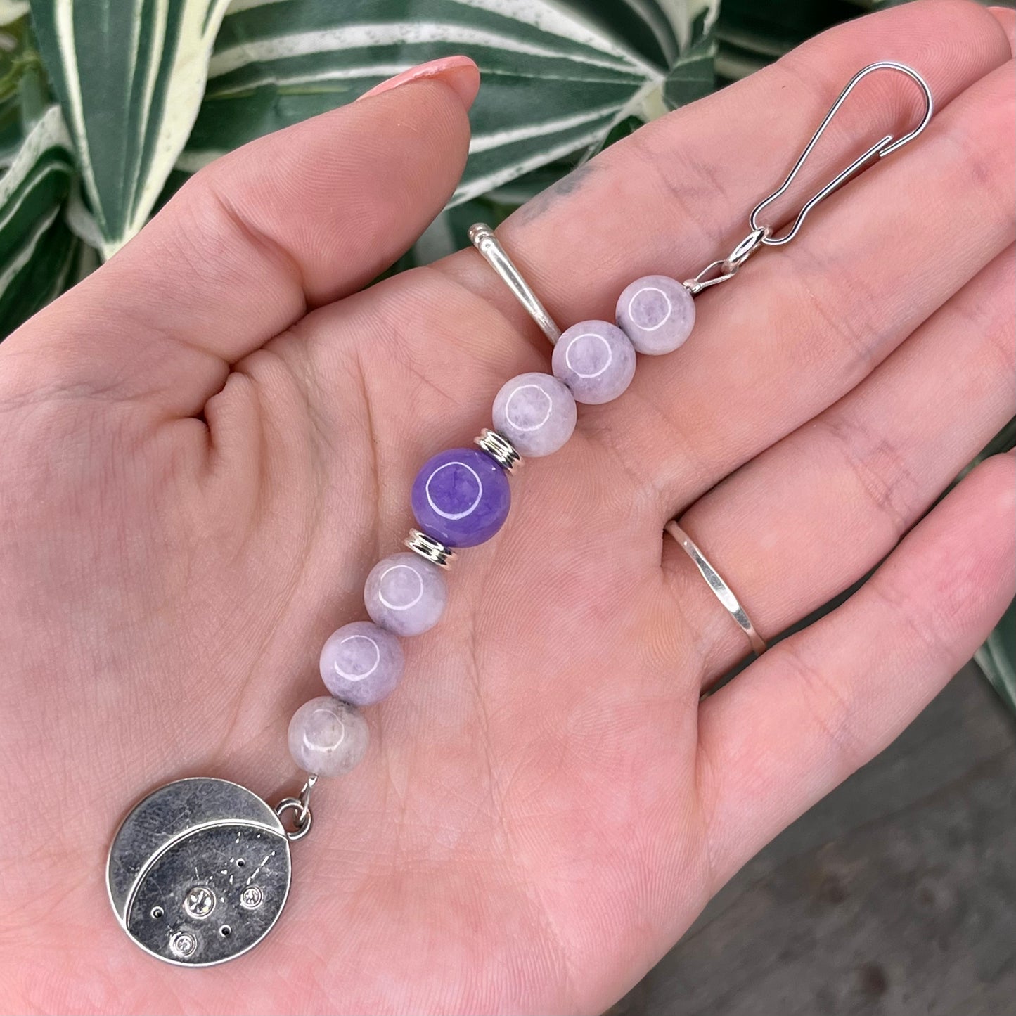 lepidolite keychain/bag clip