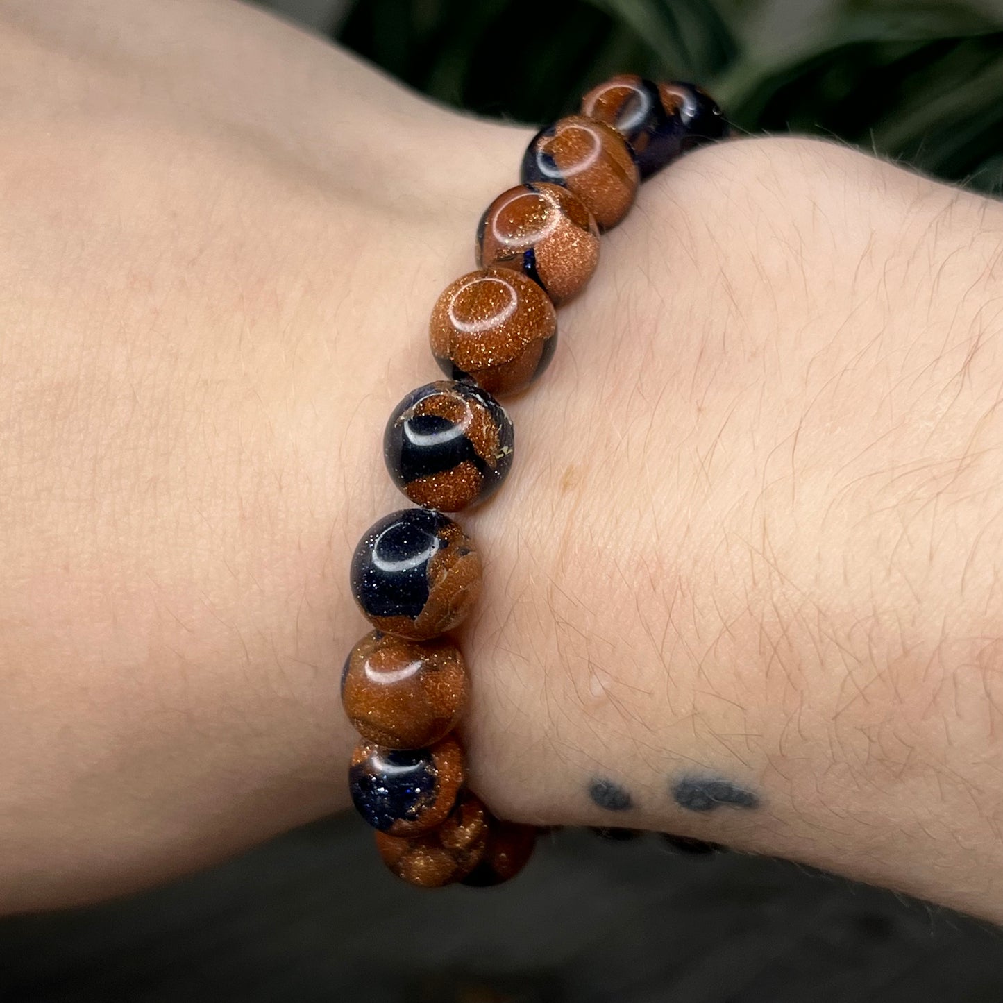 blue + gold goldstone bracelet