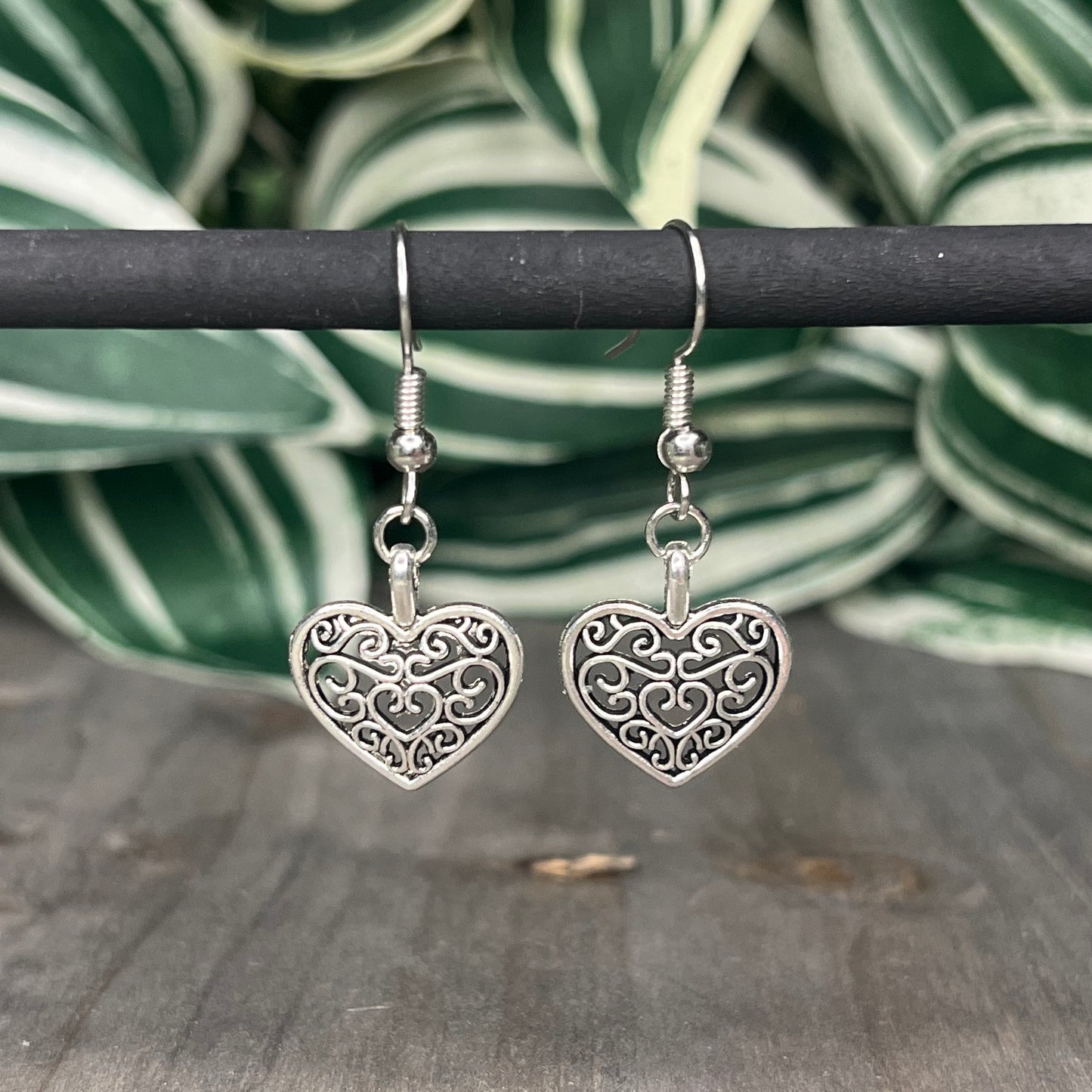 silver heart dangles