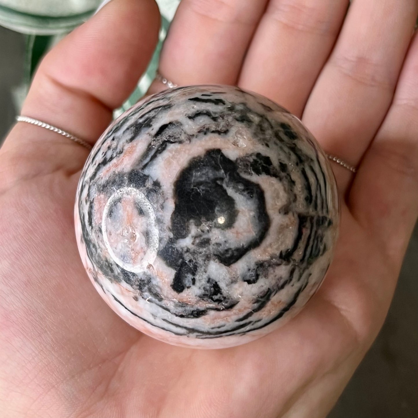 pink zebra jasper sphere