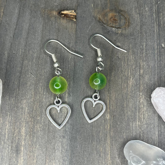 watermelon tourmaline heart dangles