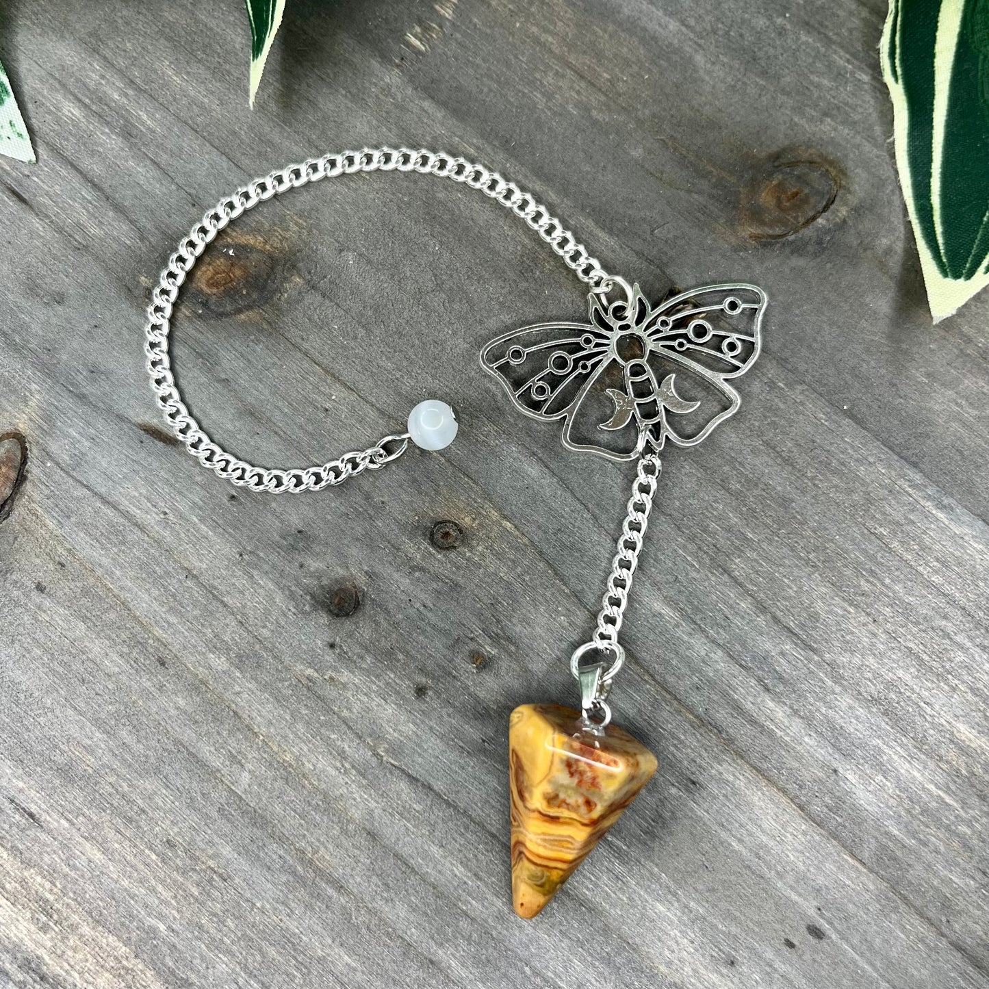 crazy lace agate pendulum