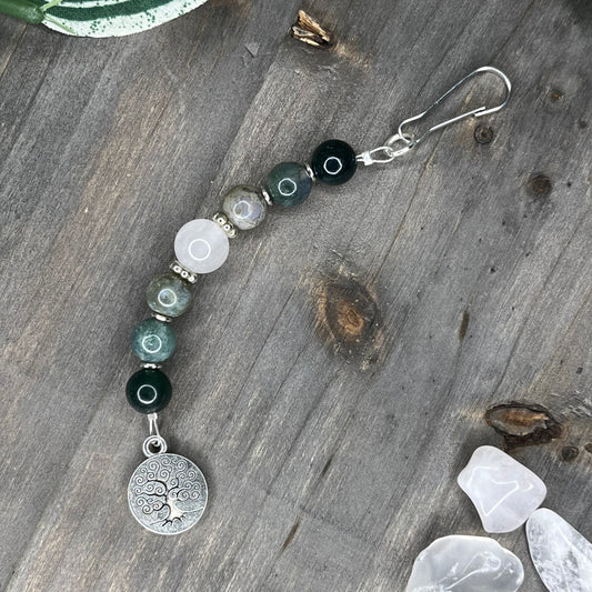 moss agate keychain/bag clip