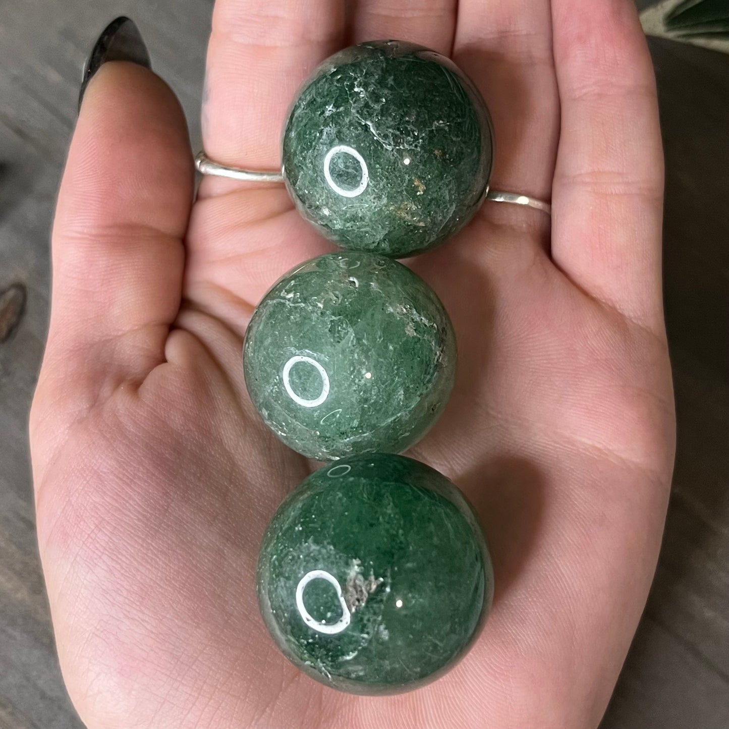 green strawberry quartz sphere