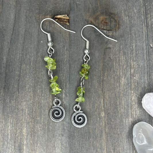 peridot swirl dangles