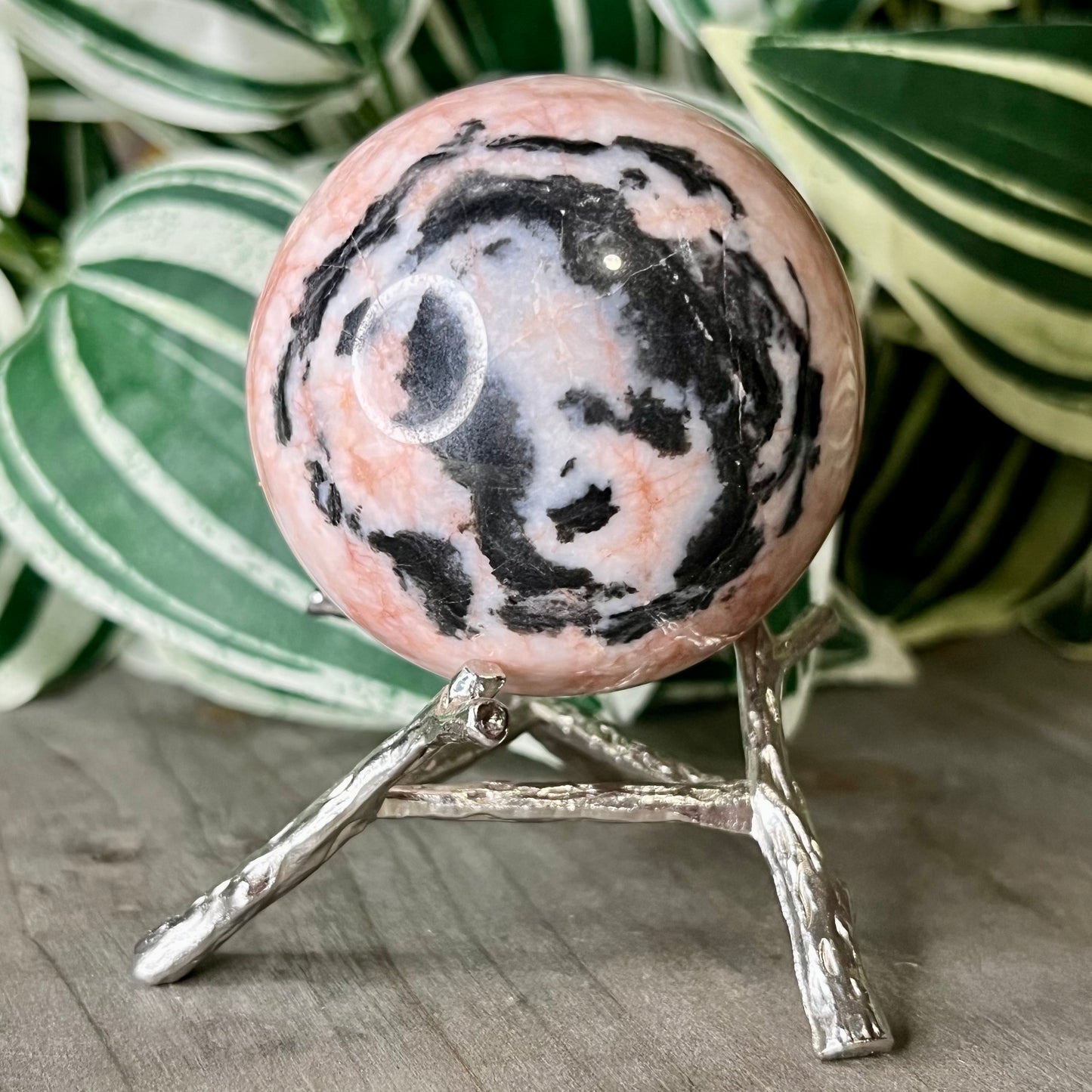 pink zebra jasper sphere