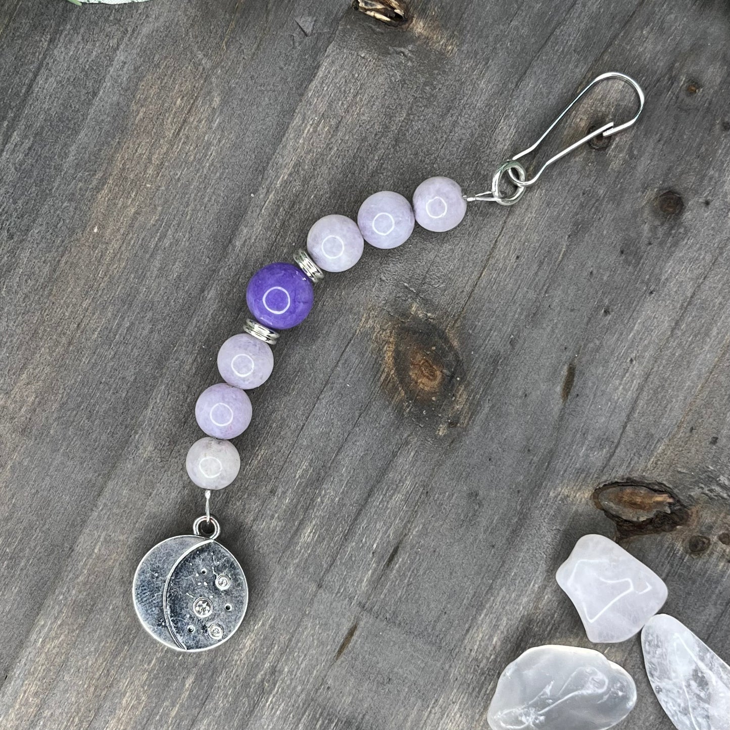 lepidolite keychain/bag clip