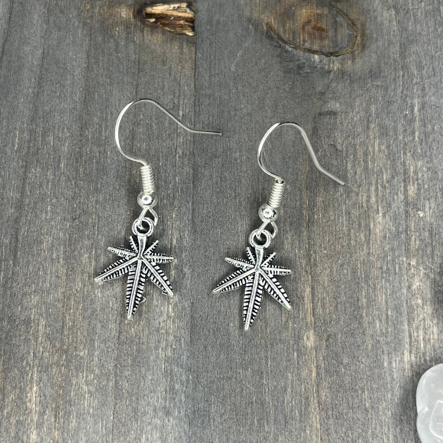 silver weed leaf dangles