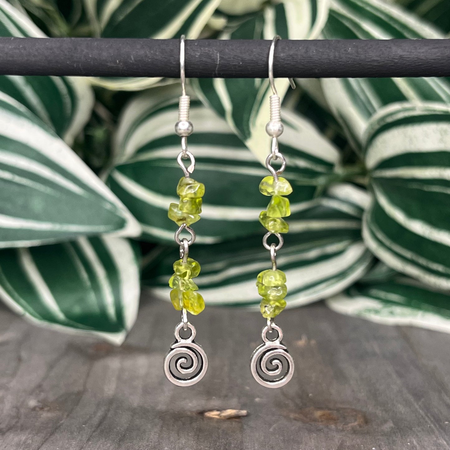 peridot swirl dangles