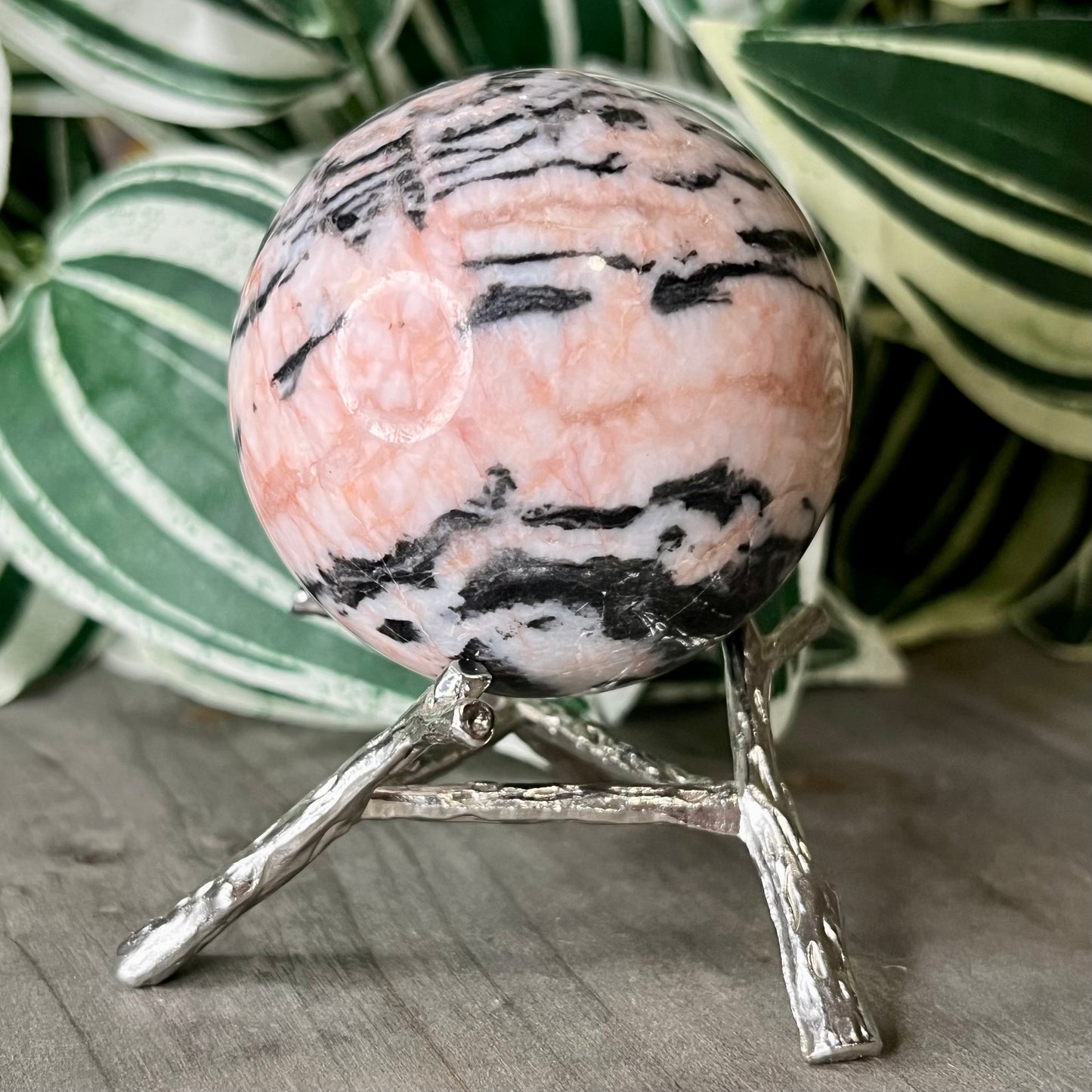 pink zebra jasper sphere