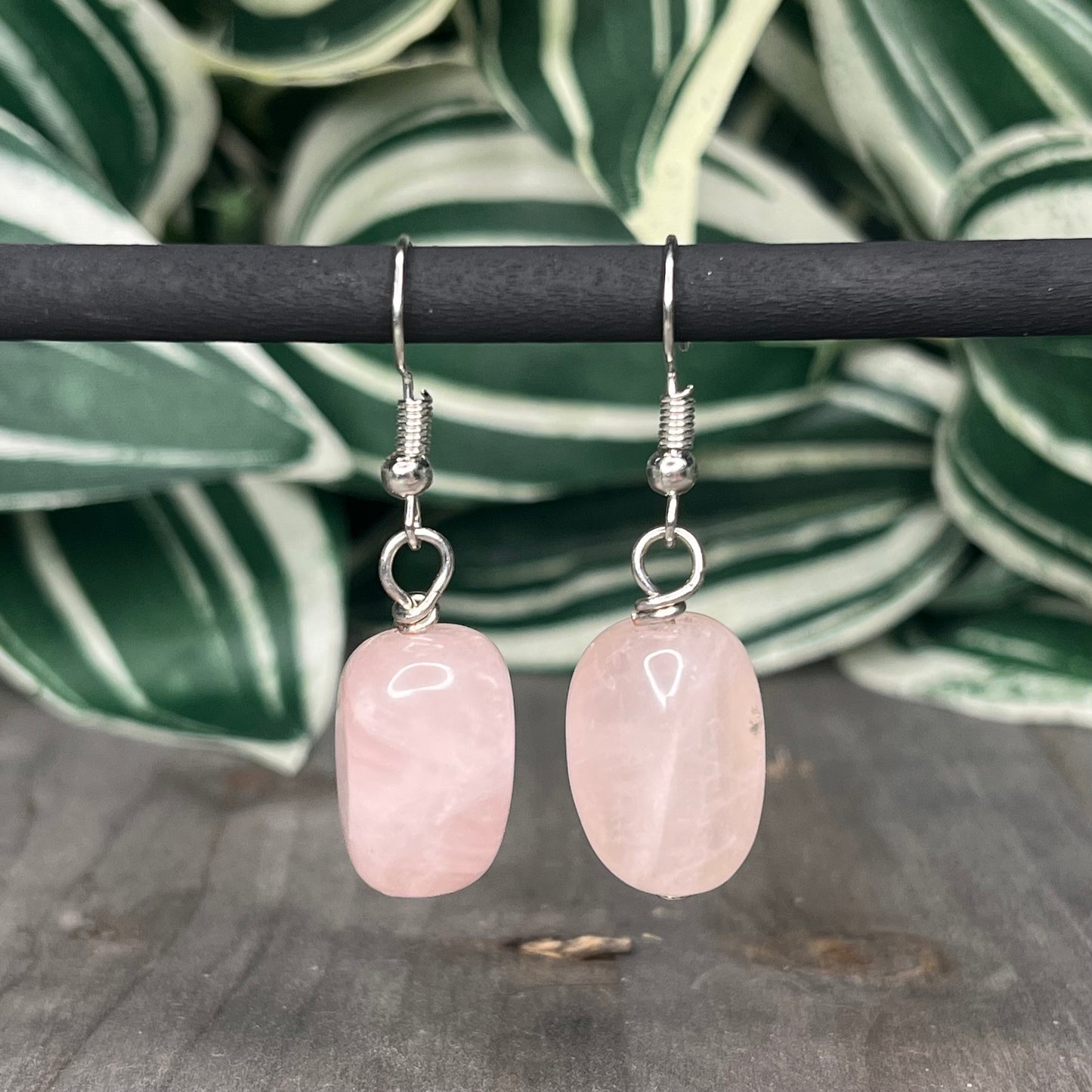 rose quartz dangles