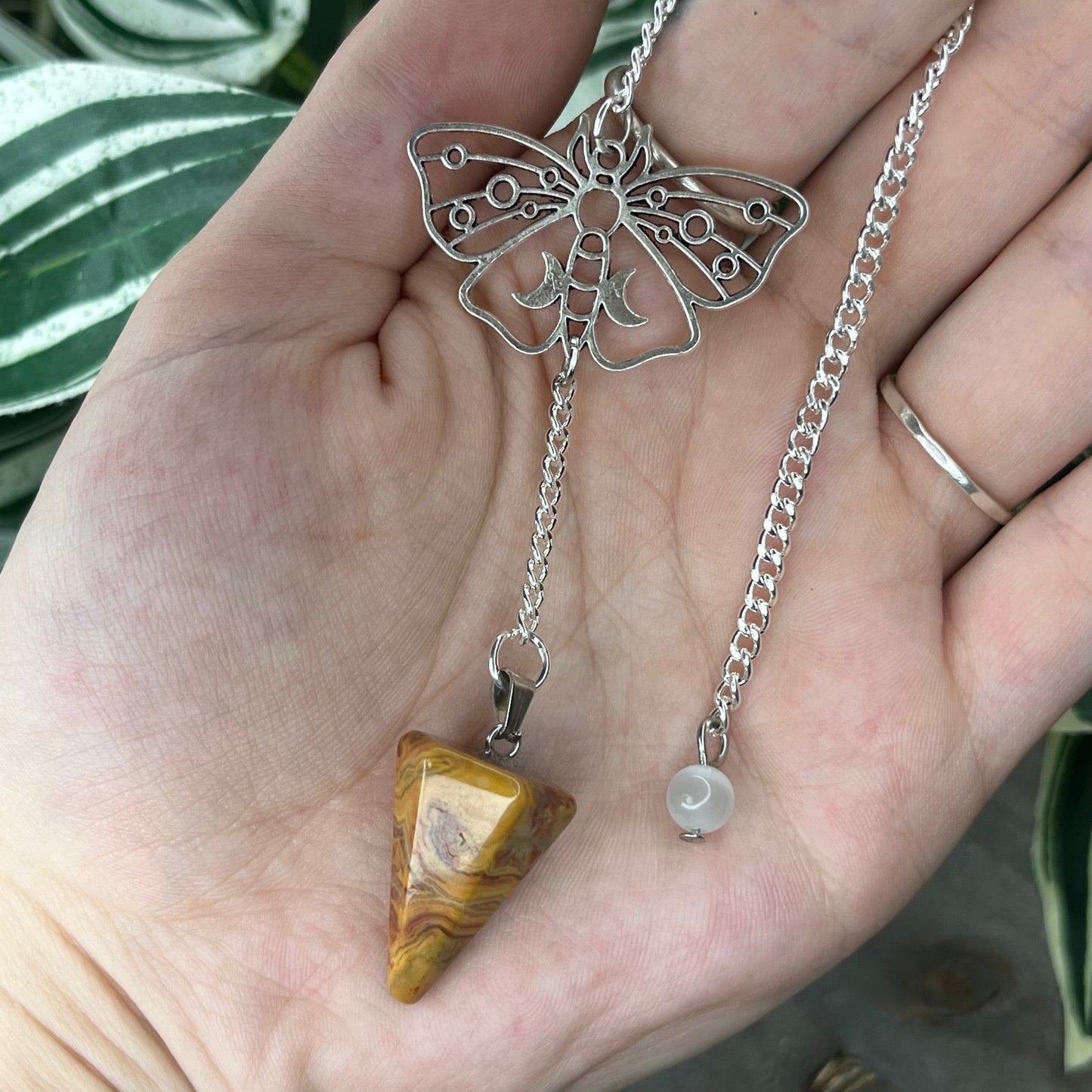 crazy lace agate pendulum