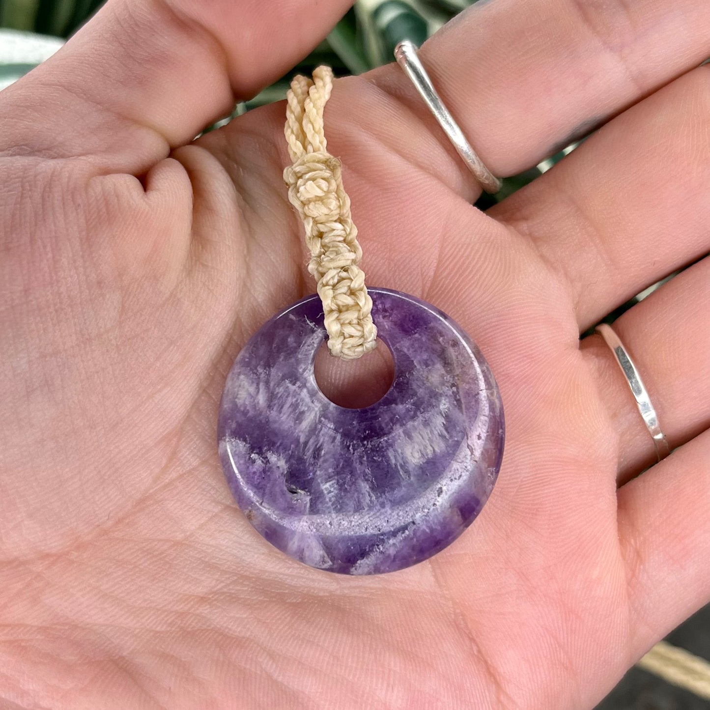 amethyst macrame necklace