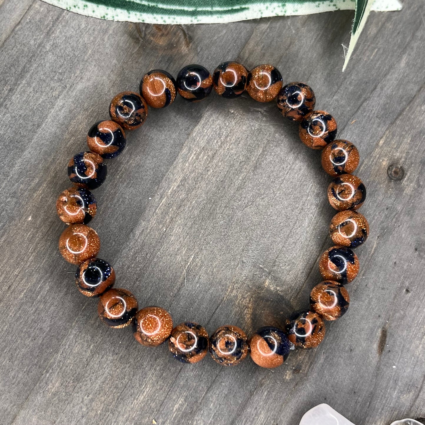 blue + gold goldstone bracelet