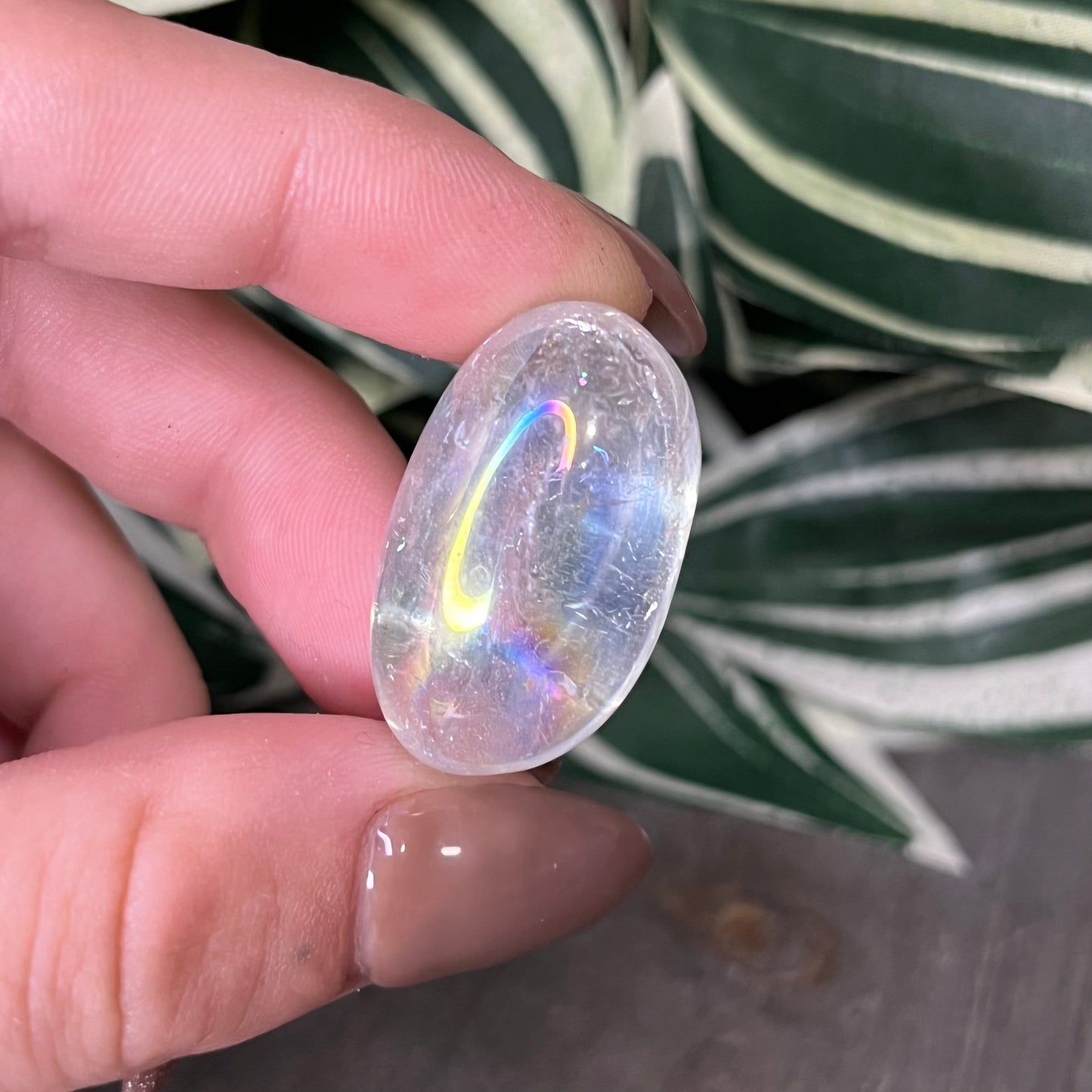 aura clear quartz tumble