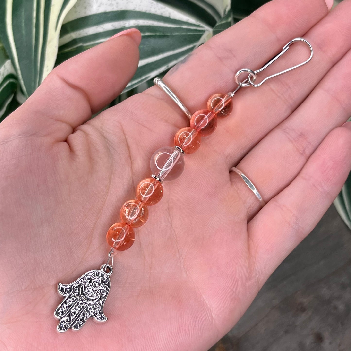 cherry quartz keychain/bag clip