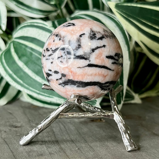 small pink zebra jasper sphere