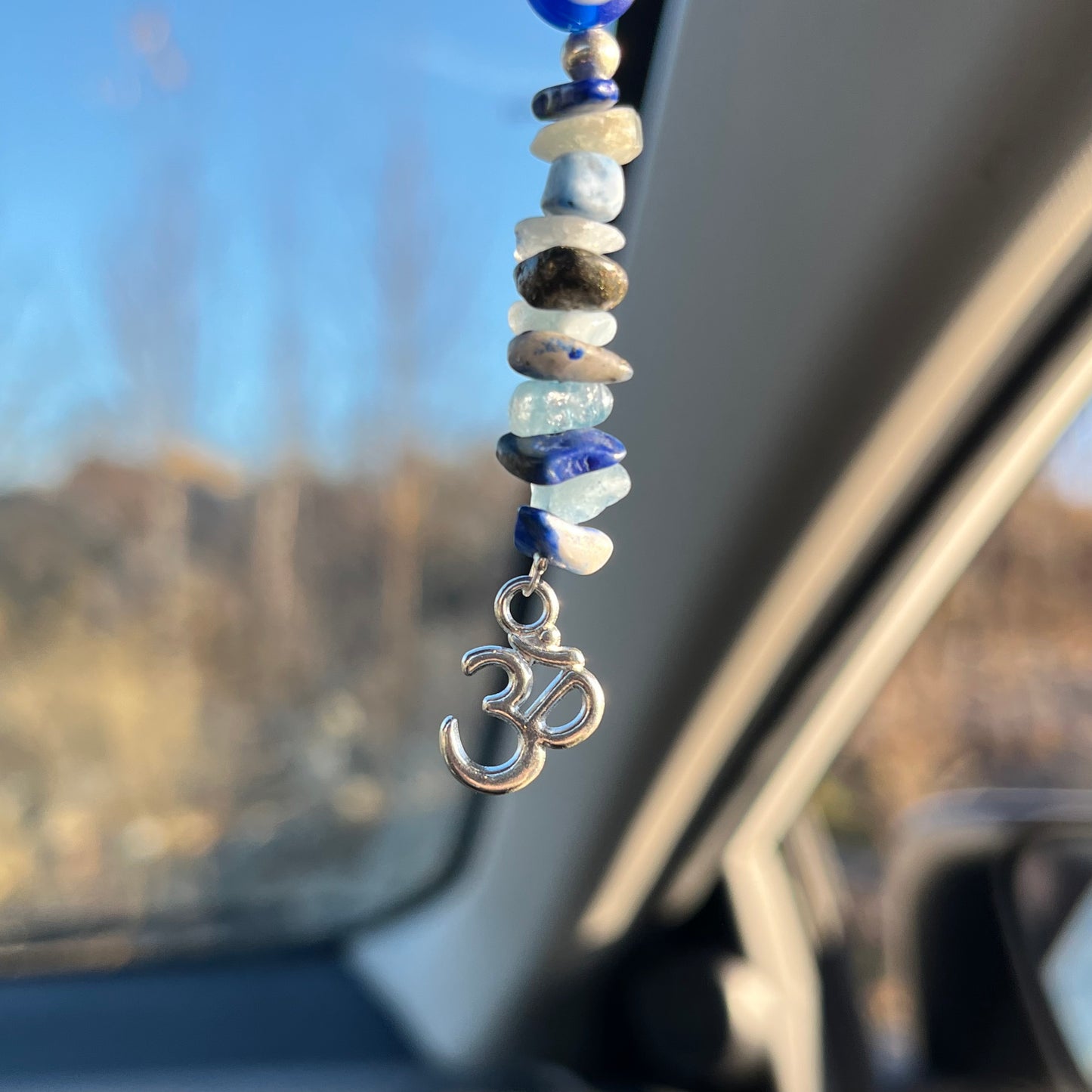 sodalite + aquamarine car charm