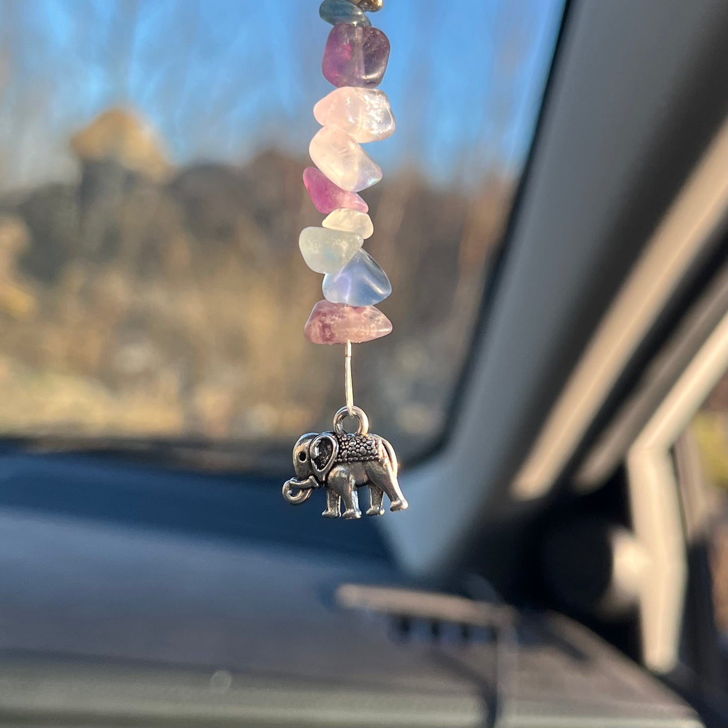 rainbow fluorite car charm