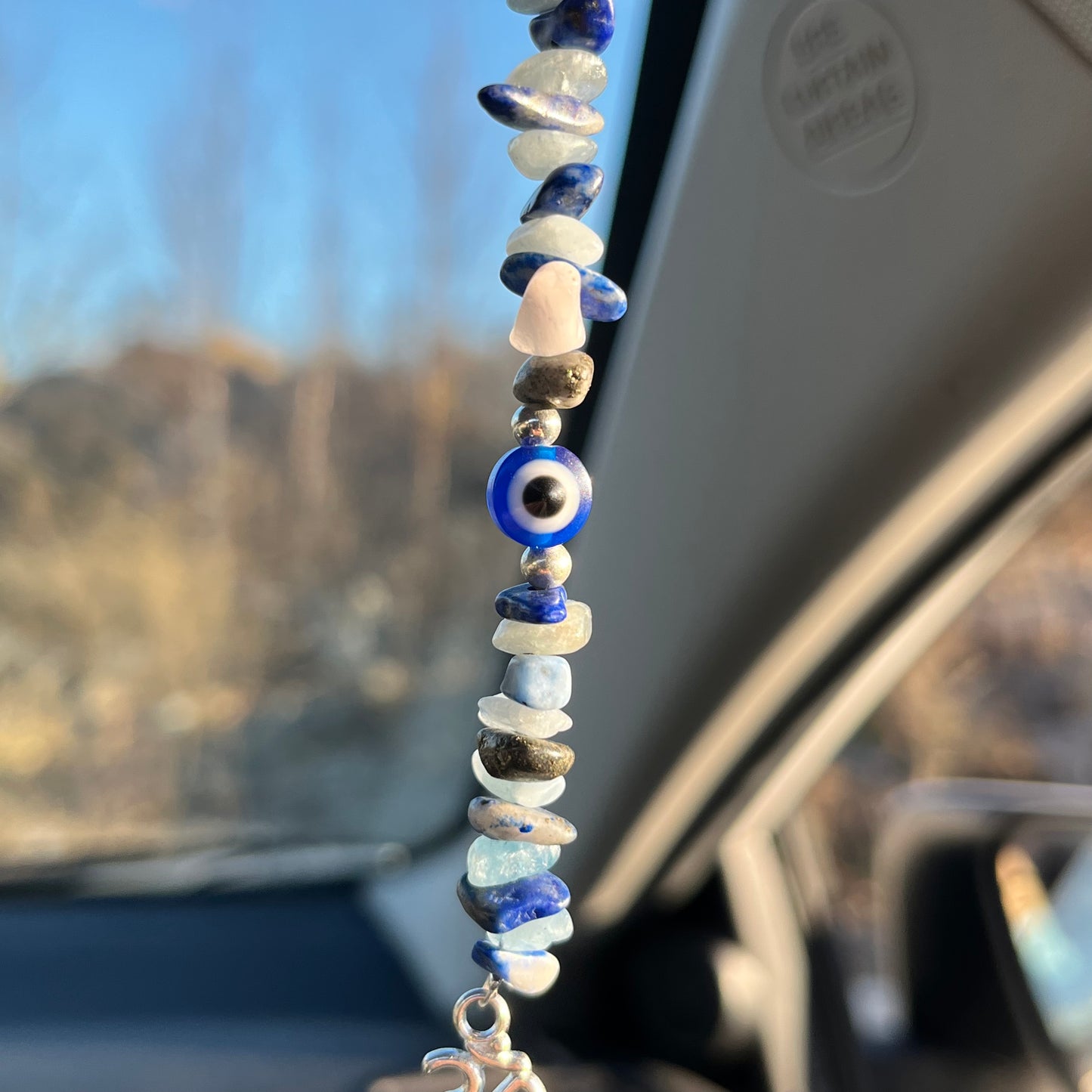 sodalite + aquamarine car charm