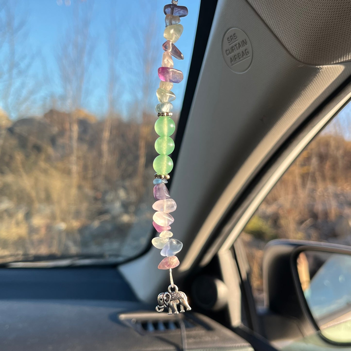 rainbow fluorite car charm