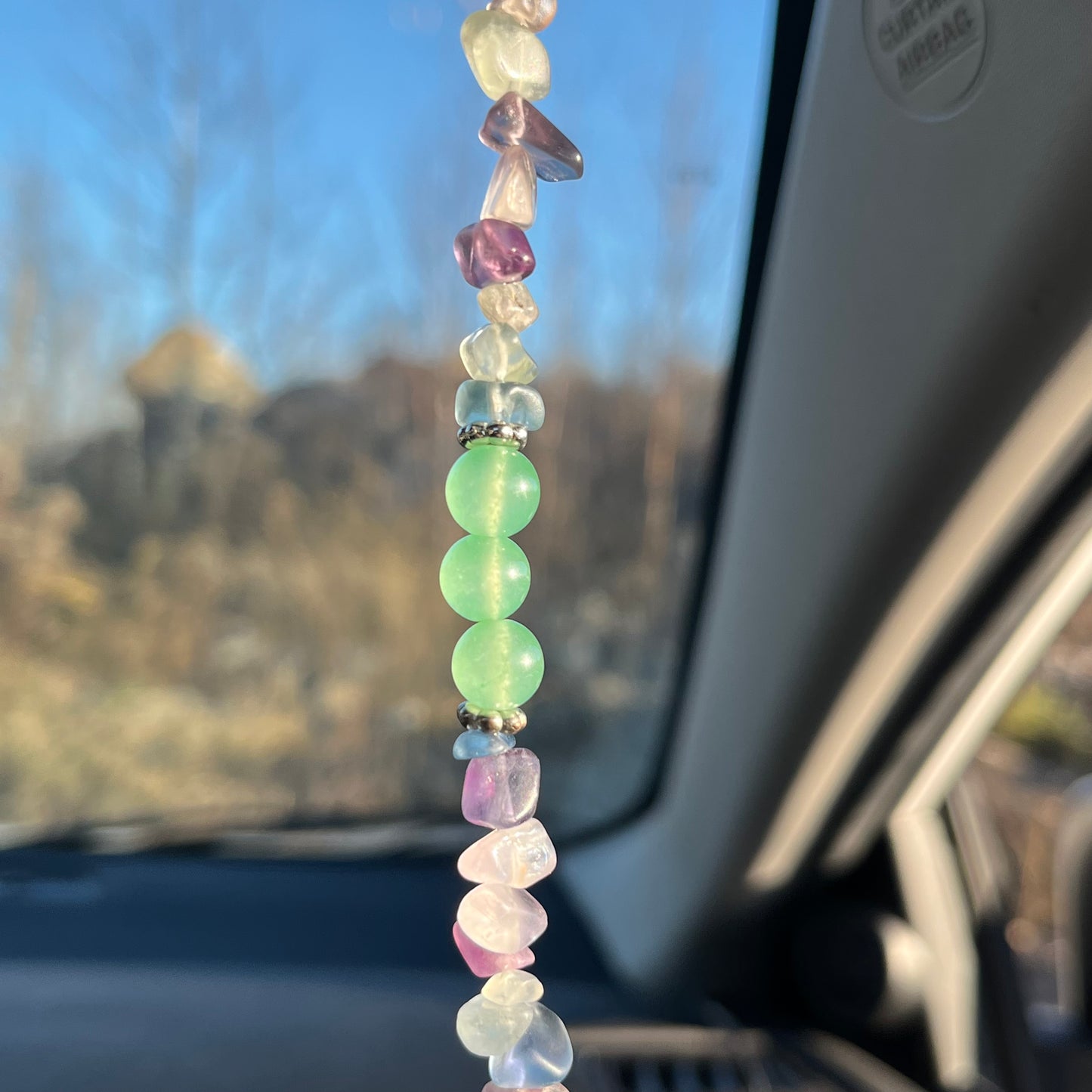 rainbow fluorite car charm